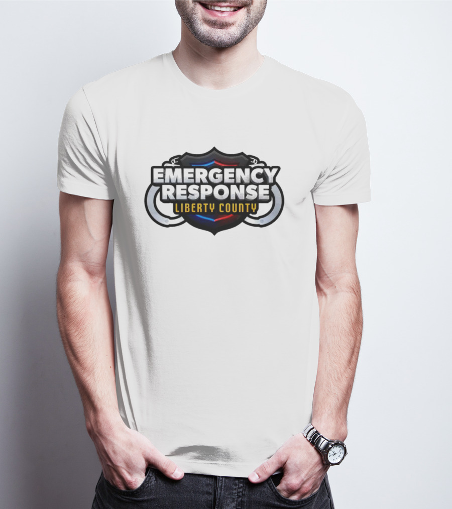 Emergency Response Liberty County Handcuff Shield Emblem T-Shirt