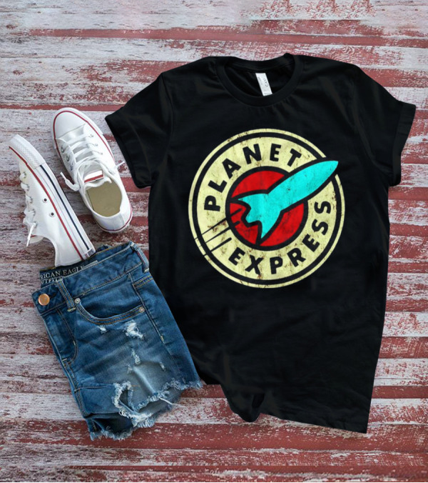 Futurama Retro Planet Express Vintage Rocket Emblem T-Shirt