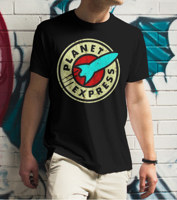 Futurama Retro Planet Express Vintage Rocket Emblem T-Shirt