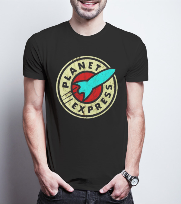 Futurama Retro Planet Express Vintage Rocket Emblem T-Shirt