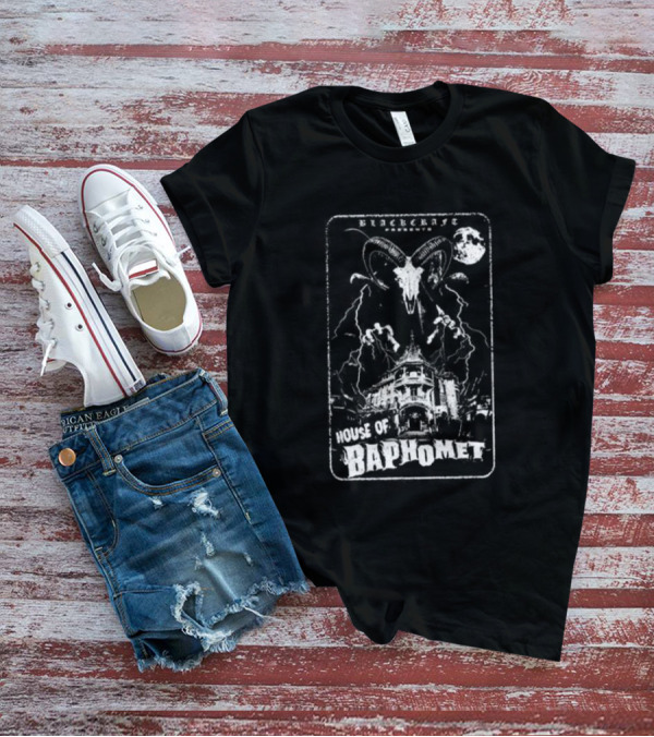 Blackcraft Cult Blackcraft Presents House Of Baphomet Goat Head Lightning Full Moon Dark T-Shirt
