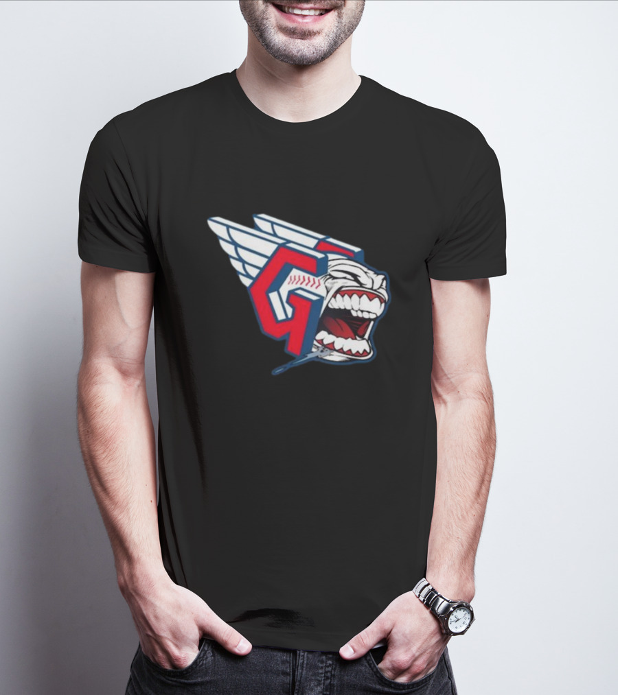 Cleveland Guardians Screaming G With Baseball Bat Wings T-Shirt