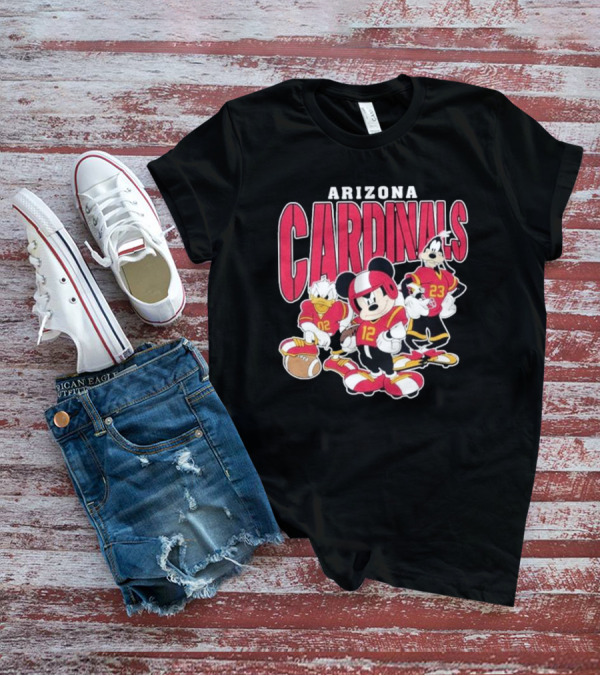 Arizona Cardinals Mickey Donald Duck Goofy Football Team T-Shirt