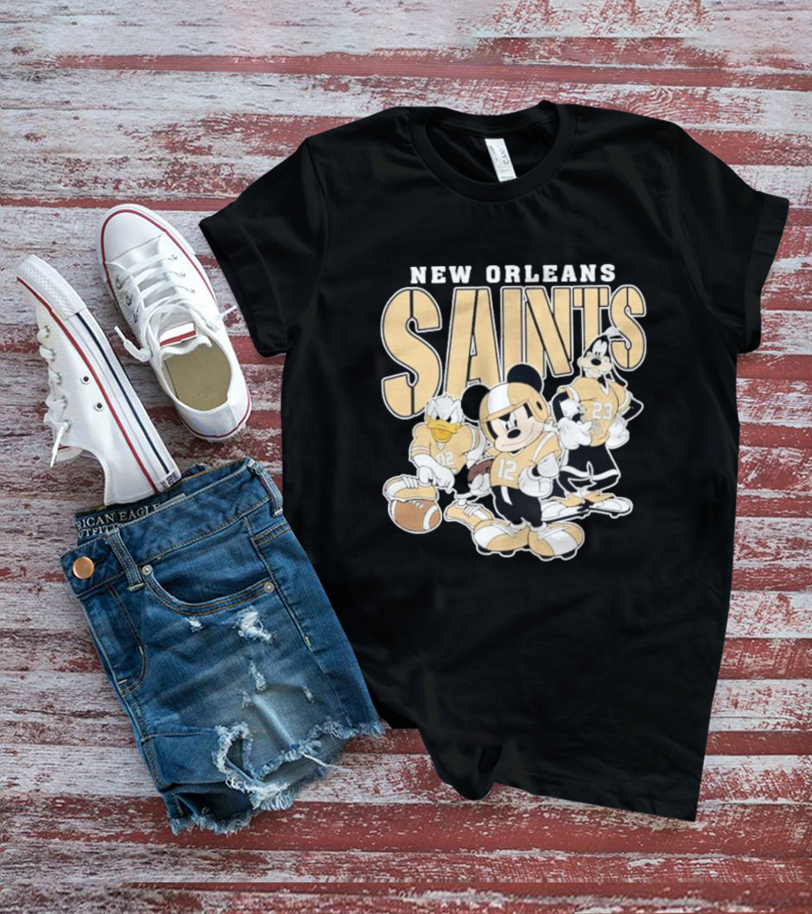 New Orleans Saints Mickey Donald Duck Goofy Football Team T-Shirt
