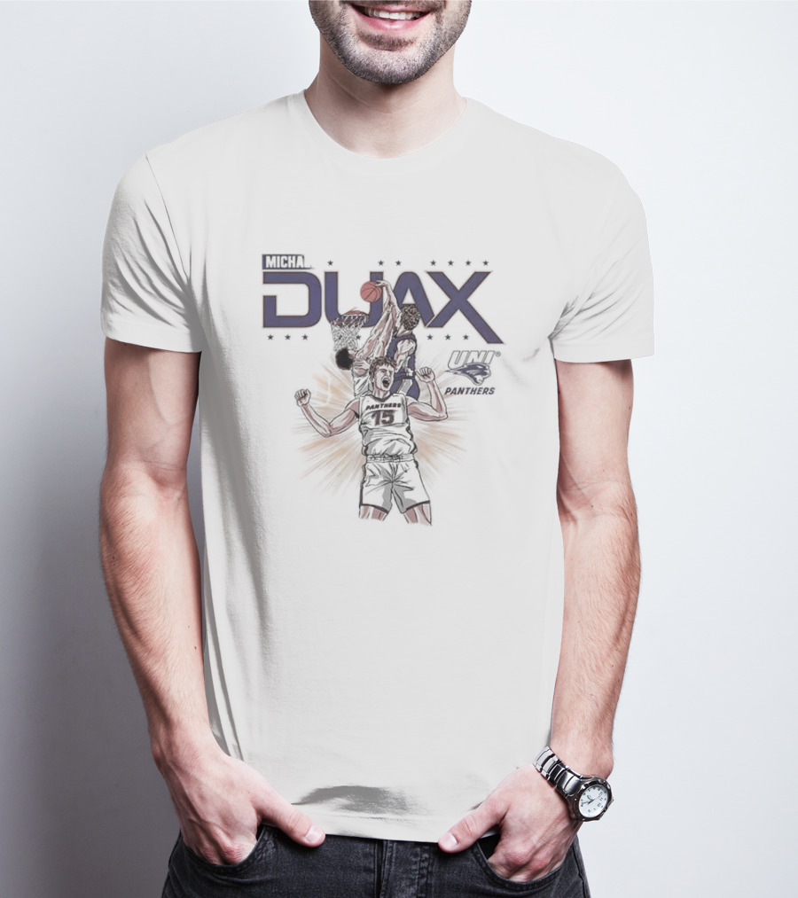 Northern Iowa Panthers Men's Basketball Michael Duax Dunking Action UNI Panthers T-Shirt