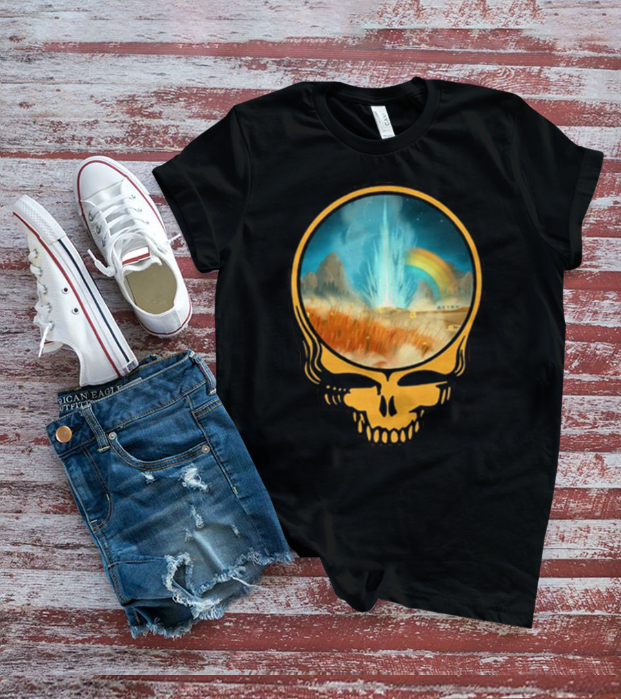 Grateful Dead Skull With Psychedelic Landscape And Rainbow T-Shirt