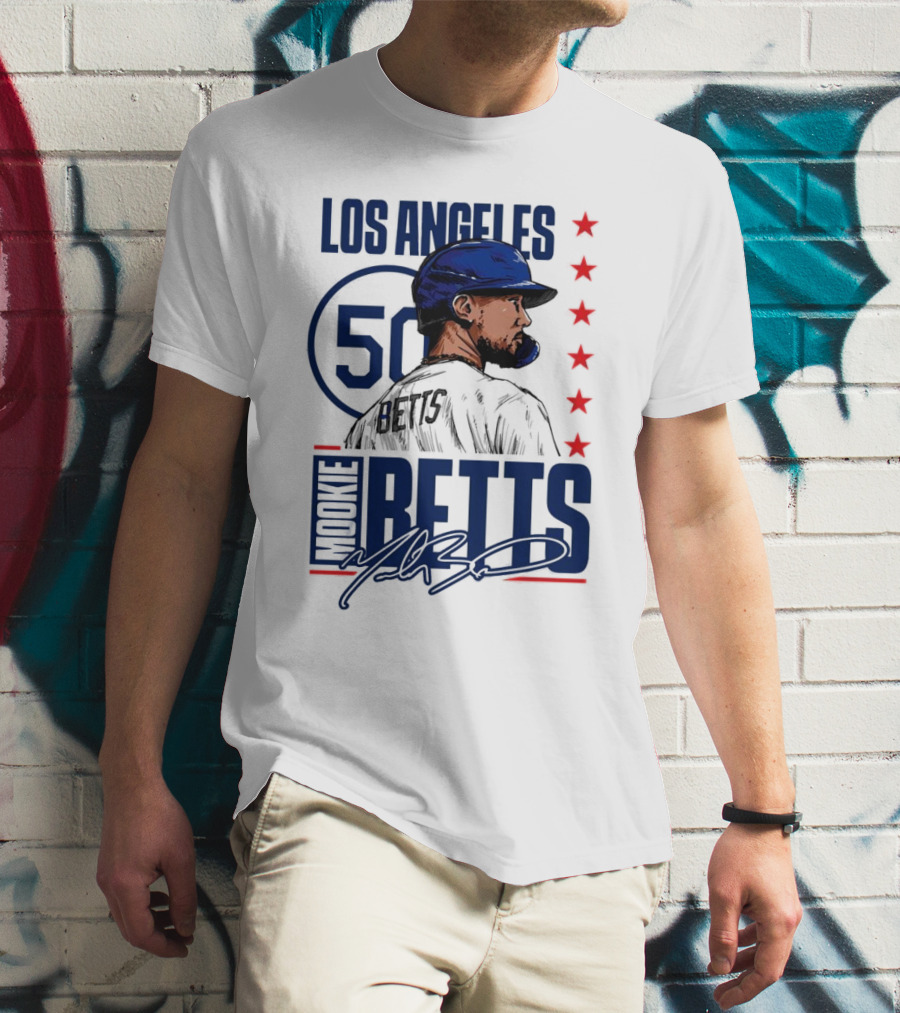 Mookie Betts 50 Los Angeles Dodgers Baseball Stars T-Shirt