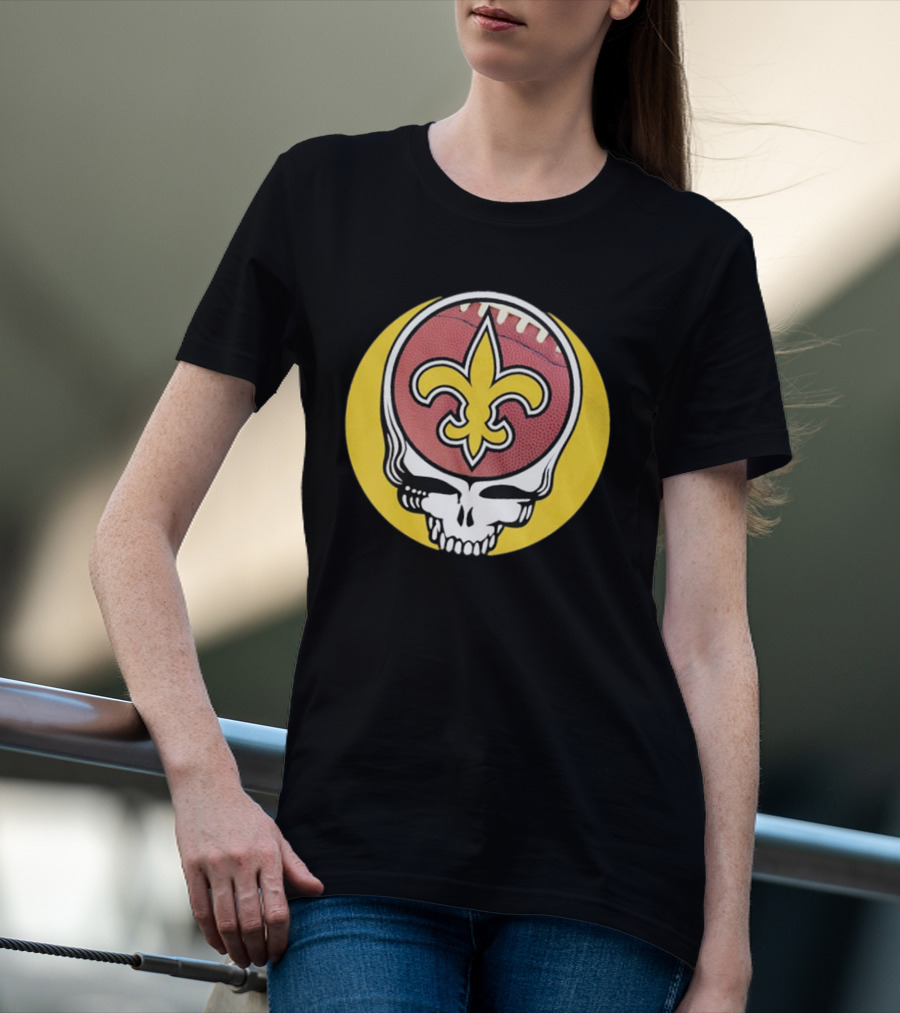 New Orleans Saints Grateful Dead Skull Logo Football T-Shirt