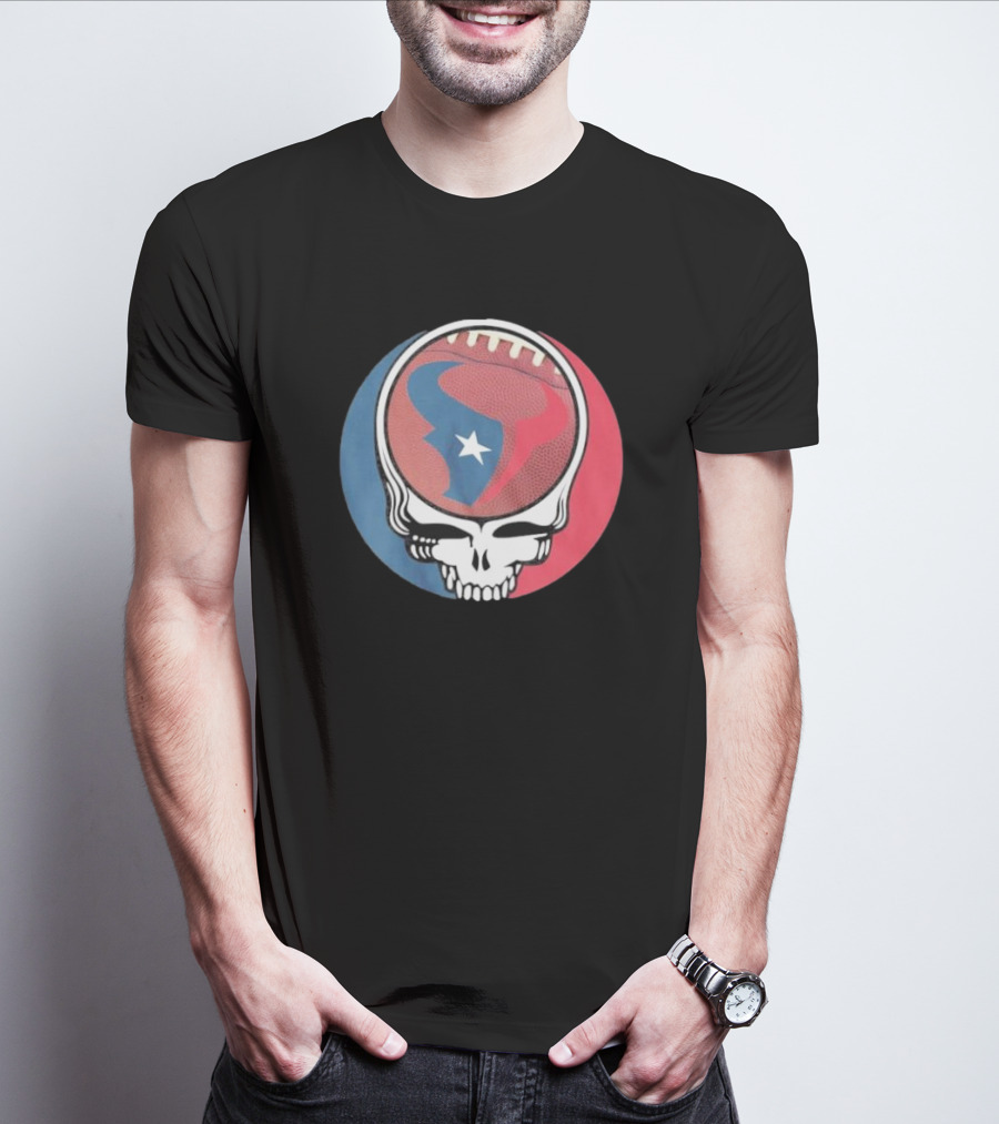 Original Houston Texans Grateful Dead Football Skull T-Shirt
