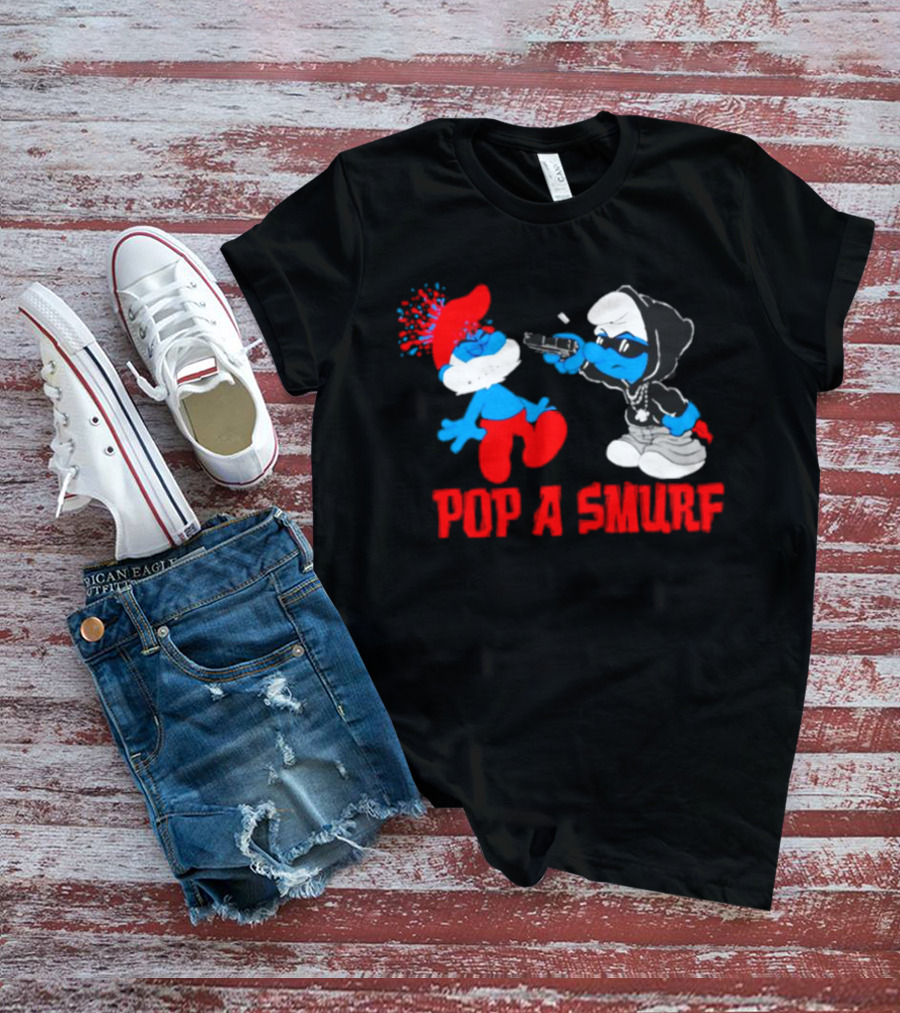 Pop A Smurf Gangster Smurf With Spray Can Urban T-Shirt