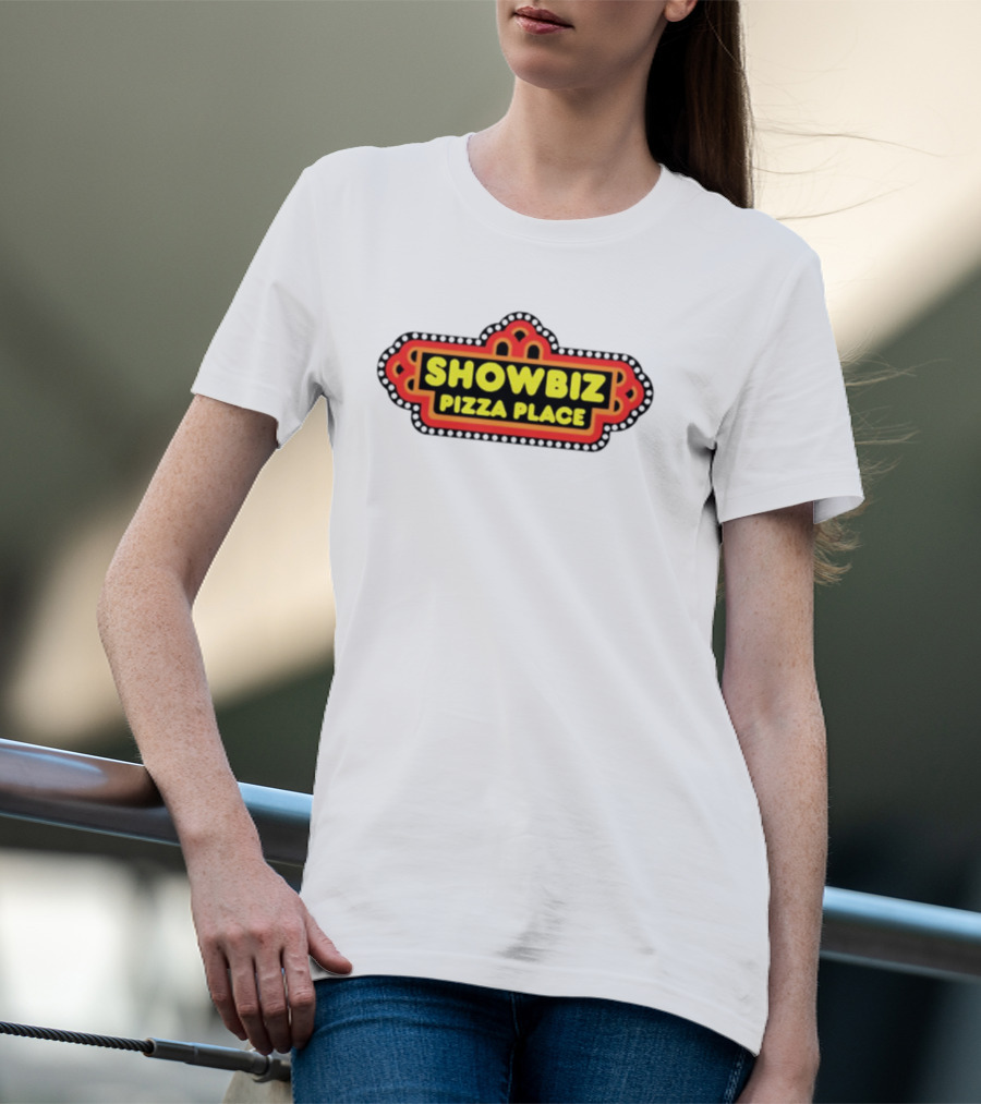 Showbiz Pizza Place Retro Neon Sign T-Shirt