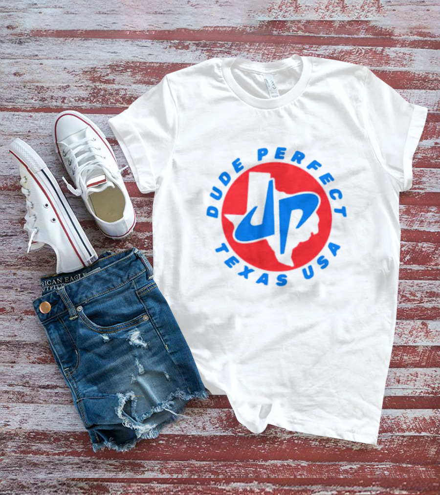 Dude Perfect JP Logo Texas USA Red Black Blue T-Shirt