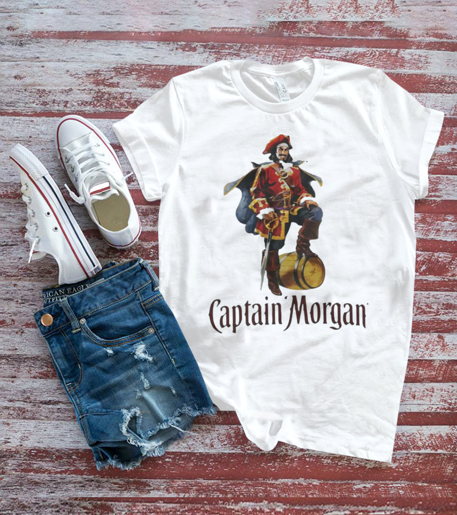 Captain Morgan Rum Pirate Standing On Barrel T-Shirt