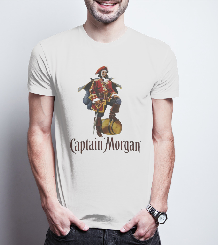 Captain Morgan Rum Pirate Standing On Barrel T-Shirt