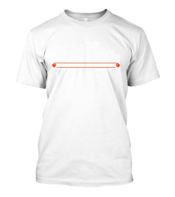 Denver Broncos Legends John Elway Peyton Manning City Skyline T-Shirt