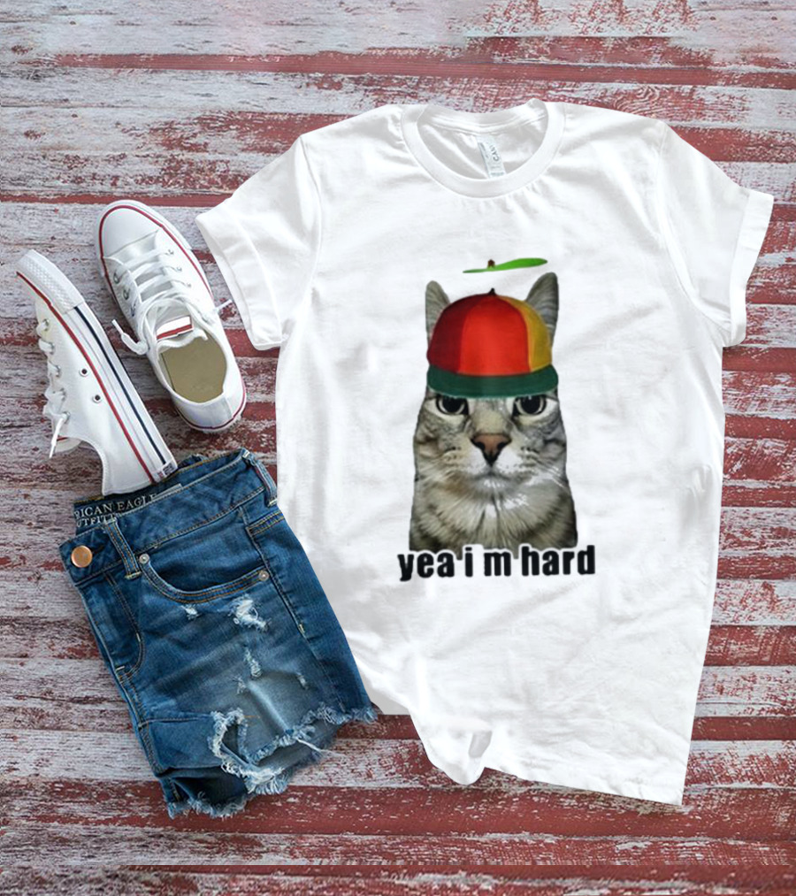 Cat Yea I’m Hard Propeller Hat T-Shirt
