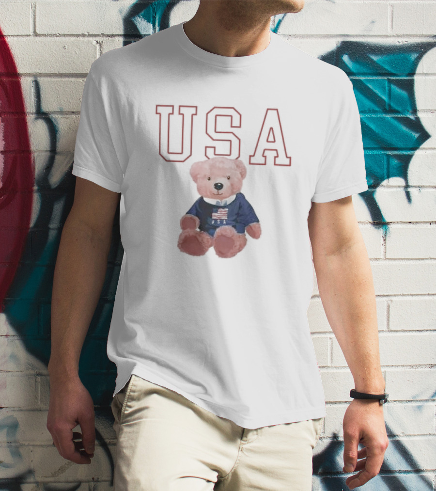 USA Patriotic Bear Plush With American Flag T-Shirt