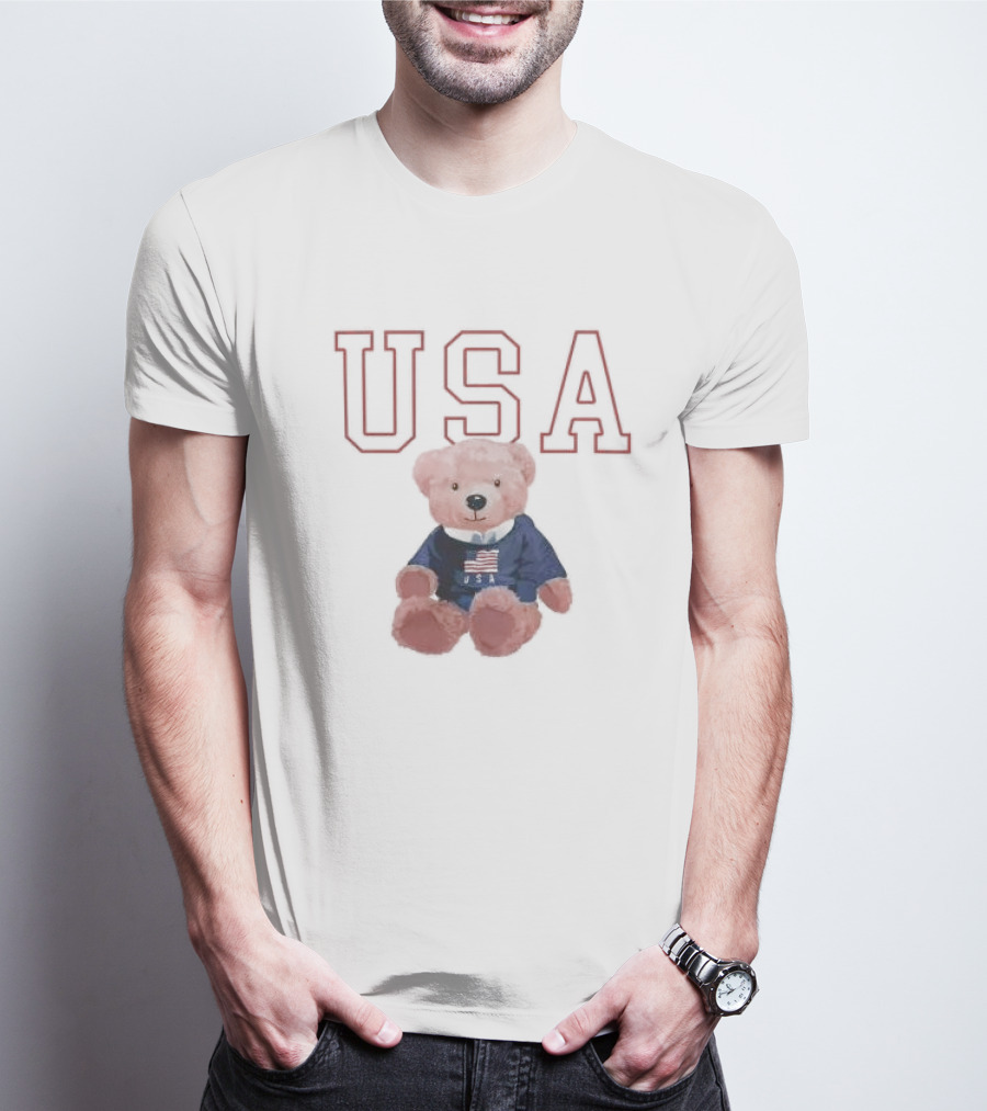 USA Patriotic Bear Plush With American Flag T-Shirt