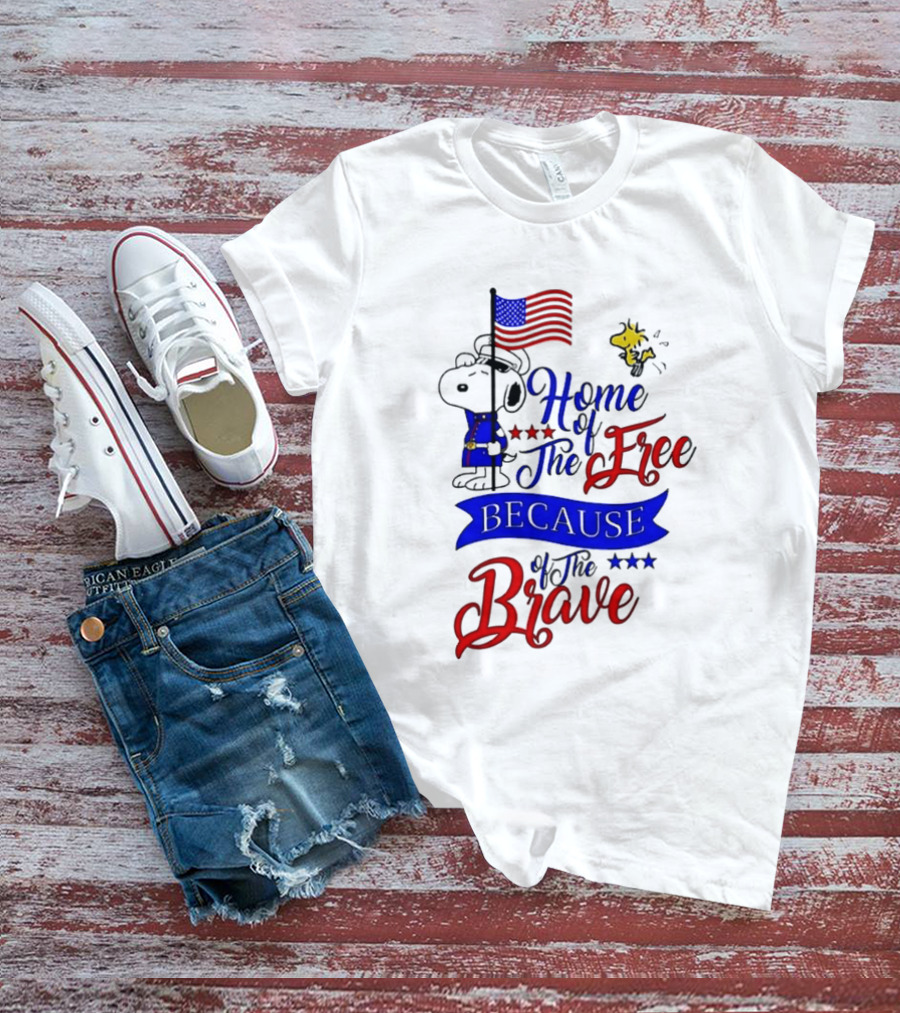 Snoopy Home Of The Free Because Of The Brave Independence Day T-Shirt