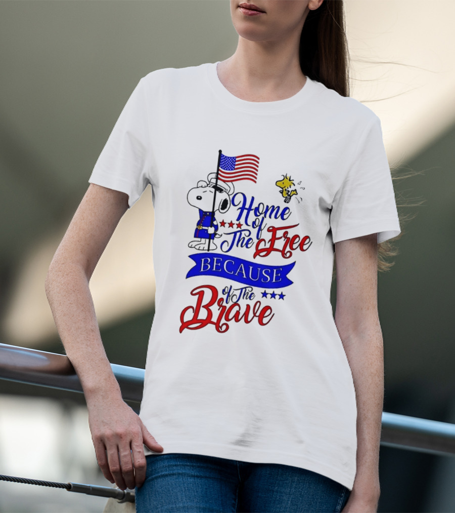 Snoopy Home Of The Free Because Of The Brave Independence Day T-Shirt