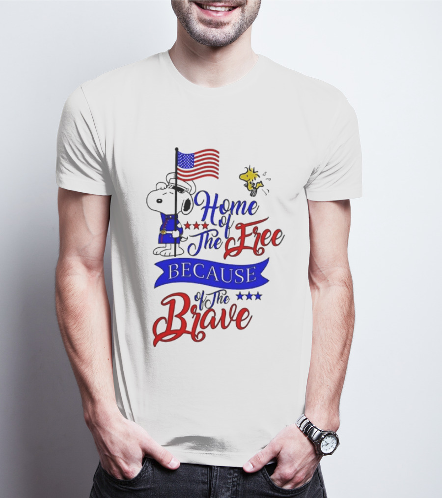 Snoopy Home Of The Free Because Of The Brave Independence Day T-Shirt