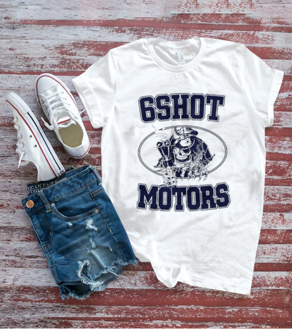 6Shot Motors Smoking Skull With Guns T-Shirt