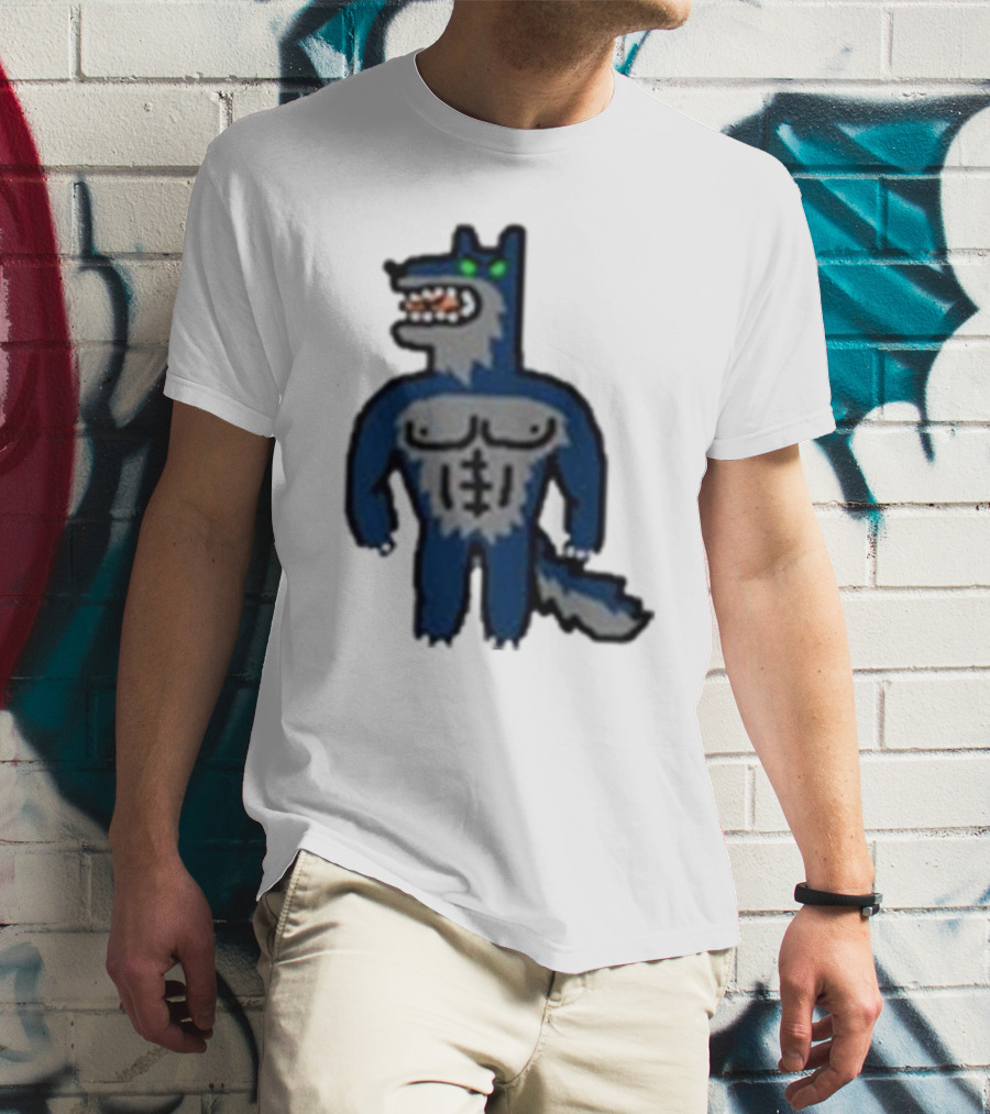 Timberwolves Buff Wolf Strong Muscular Cartoon Character T-Shirt