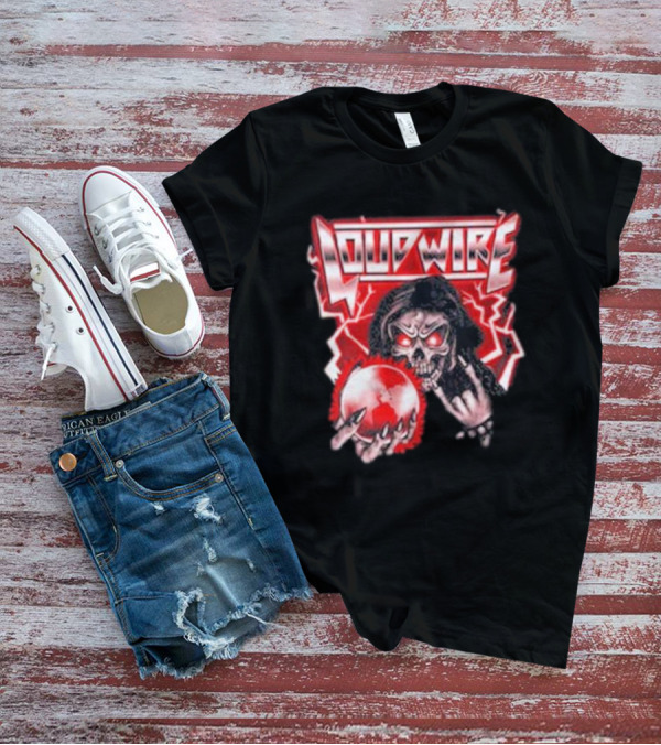 Loudwire 80s Metal Skull And Lightning Sphere Rock Hand T-Shirt