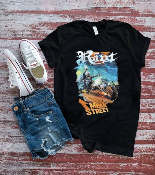 Riot V Mean Streets Album Cover With Biker And Lightning T-Shirt