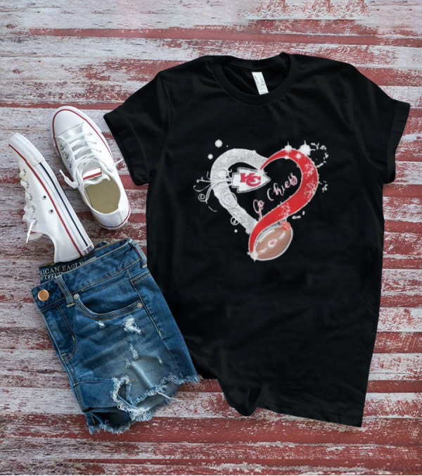 Kansas City Chiefs Heart And Football Go Chiefs T-Shirt
