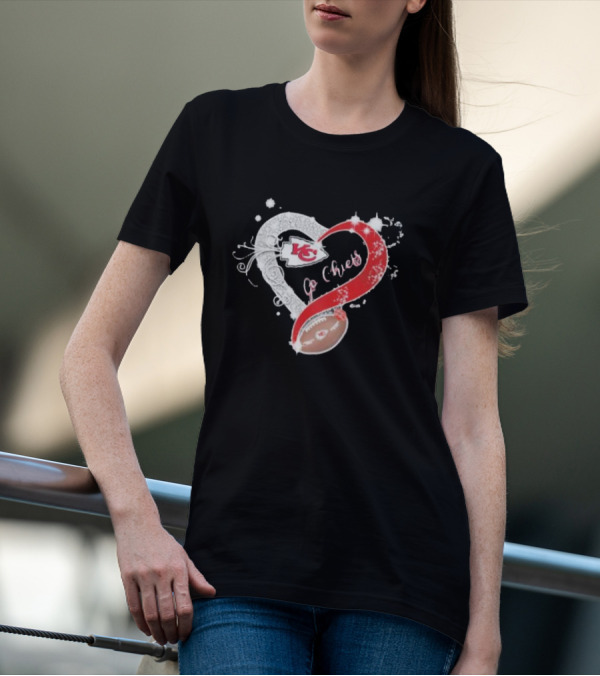 Kansas City Chiefs Heart And Football Go Chiefs T-Shirt
