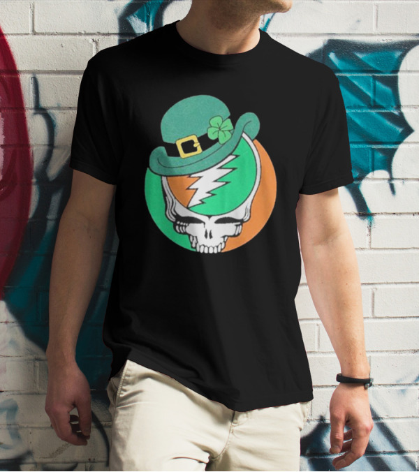 Happy St. Patrick’s Dead And Company Limited Skull In Shamrock Hat With Lightning Bolt T-Shirt