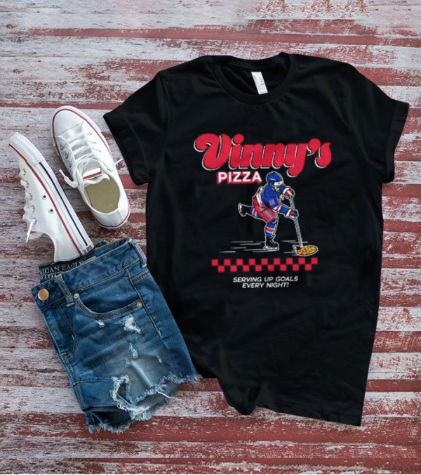 Vinny's Pizza Serving Up Goals Every Night Hockey Player With Pizza Stick T-Shirt