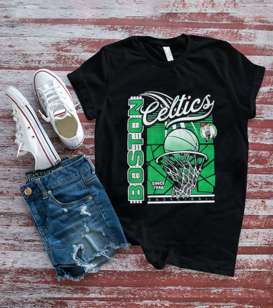 Boston Celtics Basketball Since 1946 Tri-Blend Sportiqe Comfy T-Shirt