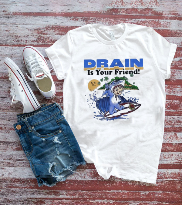 DRAIN Is Your Friend Surfing Character Tropical Moon Island T-Shirt