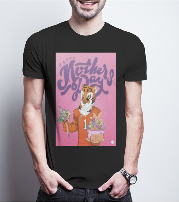 Clemson Tigers Mother's Day Celebration With Bouquet And Mom Cake T-Shirt