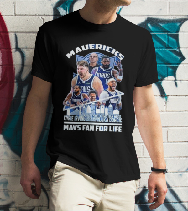 Mavericks Mavs Fan For Life Luka Doncic Kyrie Irving Dwight Powell Christian Wood Josh Green Jaden Hardy Skyline T-Shirt
