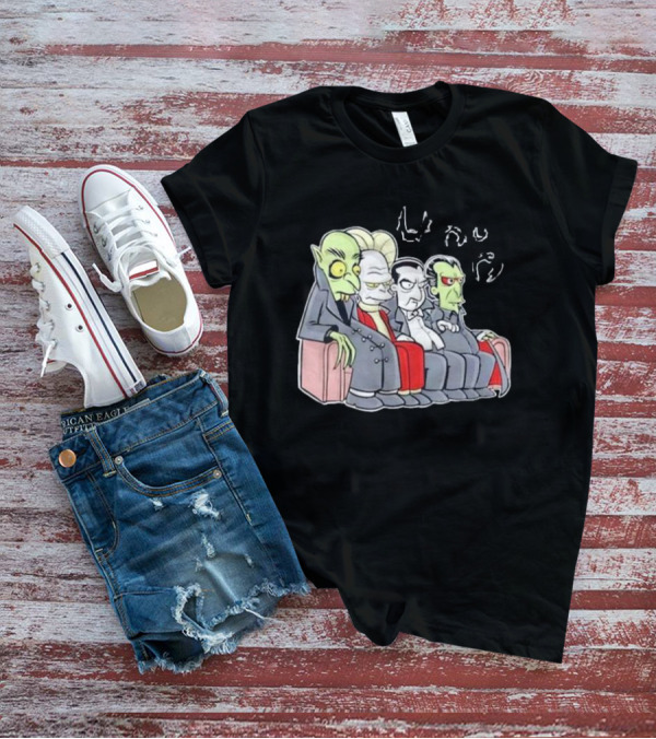 Various Versions Of Dracula Characters Sitting Together On A Couch T-Shirt
