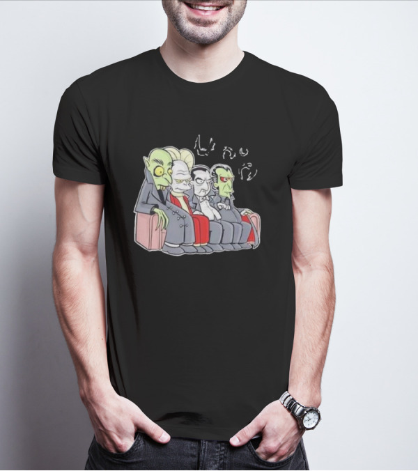 Various Versions Of Dracula Characters Sitting Together On A Couch T-Shirt