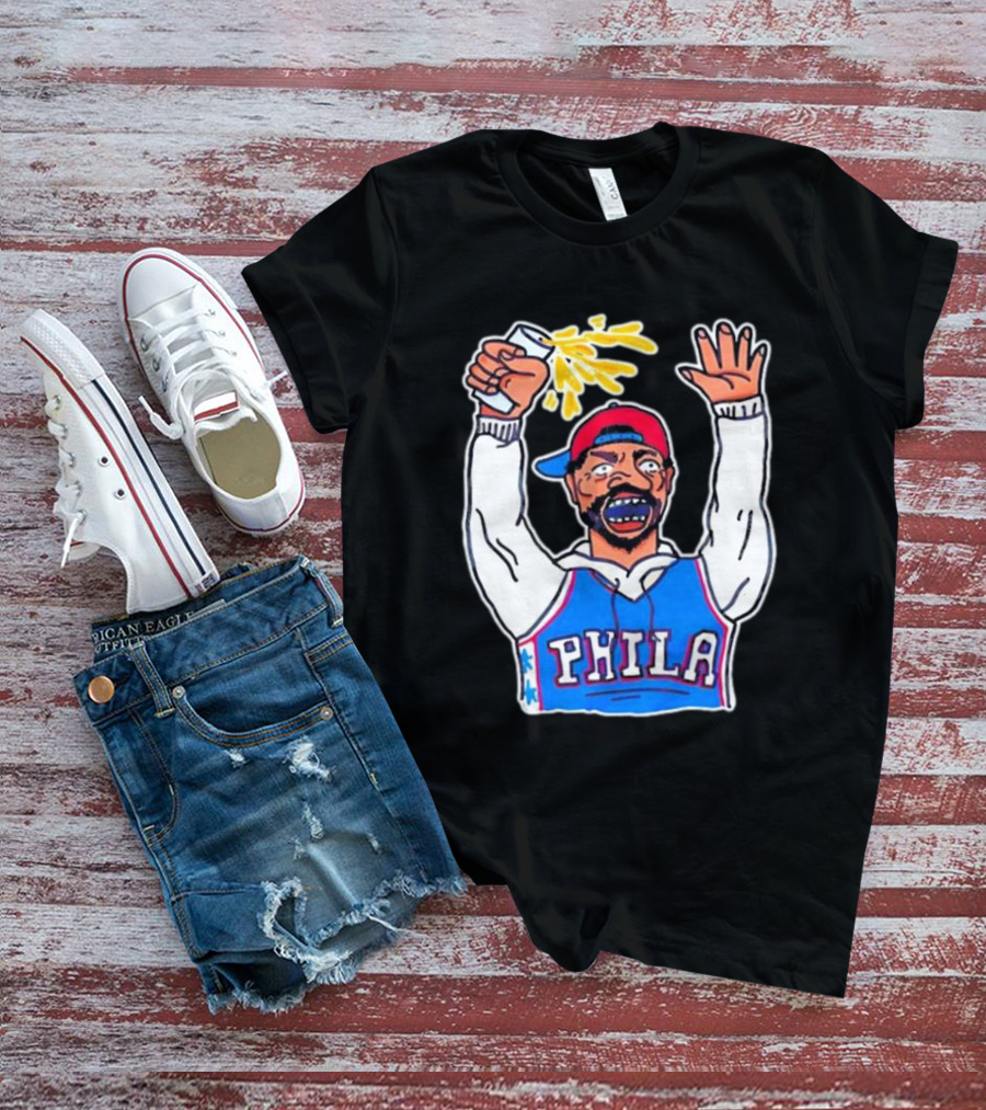 PHILA Basketball Fan With Drink And Raised Hand T-Shirt