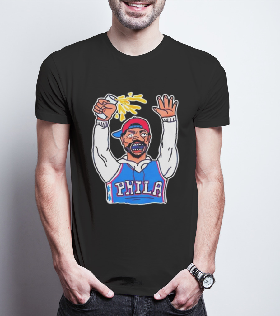 PHILA Basketball Fan With Drink And Raised Hand T-Shirt