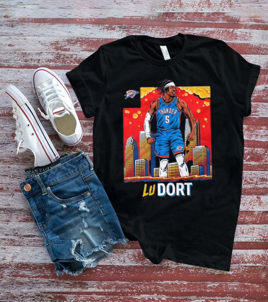 Oklahoma City Thunder Lu Dort OKC Skyline Basketball T-Shirt