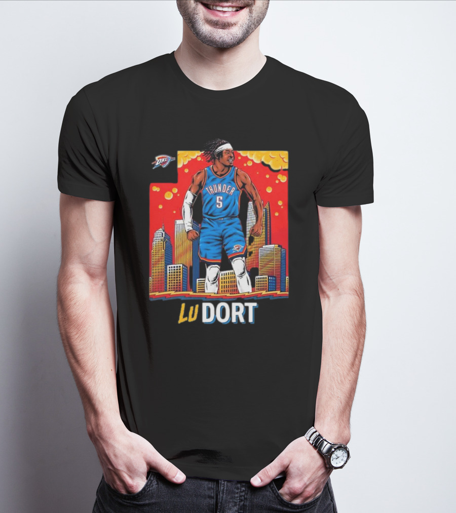 Oklahoma City Thunder Lu Dort OKC Skyline Basketball T-Shirt
