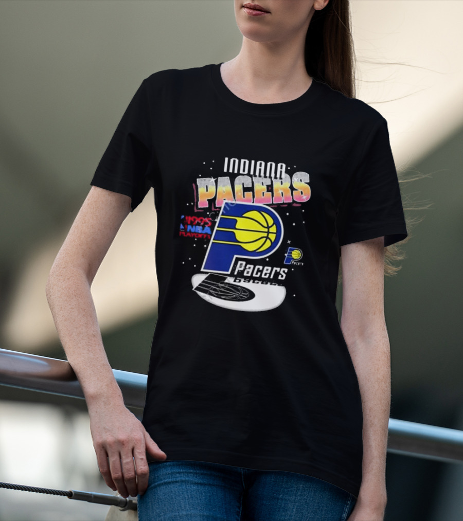 Indiana Pacers 1995 NBA Playoffs Retro Logo And Stars T-Shirt