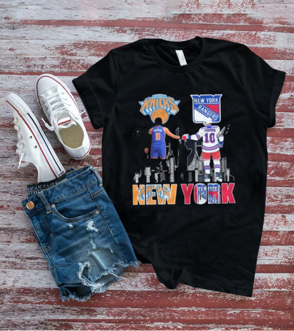 New York Knicks Jalen Brunson Rangers Artemi Panarin Legends Signatures T-Shirt