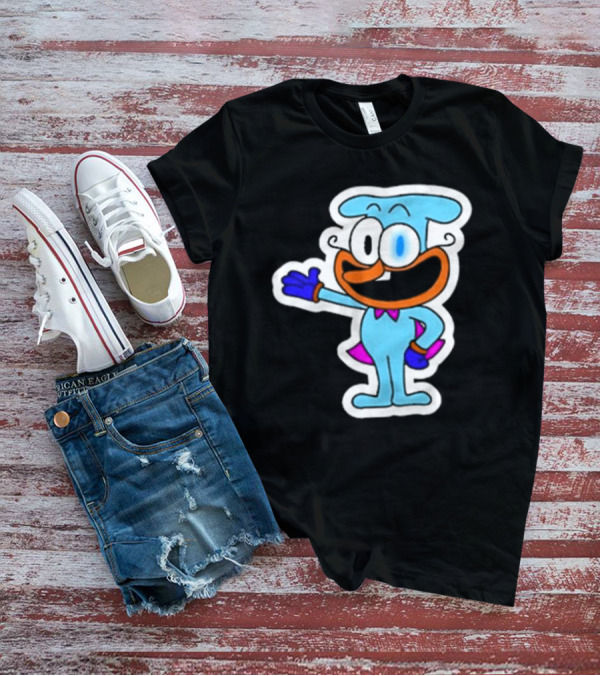 Robby1iscool The Doise Blue Cartoon Character With Orange Mouth And Purple Cape T-Shirt