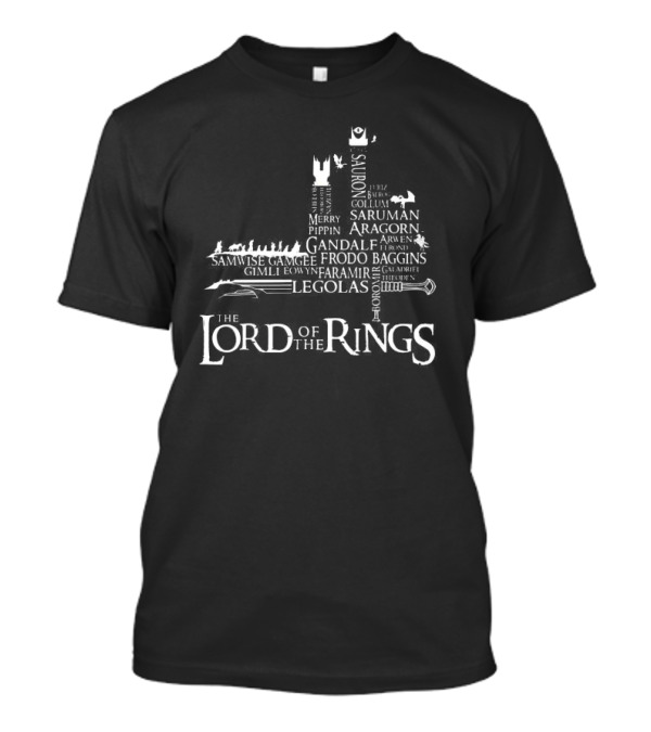 The Lord Of The Rings Sauron Saruman Aragorn Gandalf Frodo Legolas Gimli Gollum Faramir Merry Pippin Samwise Gamgee Baggins Éowyn Boromir T-Shirt
