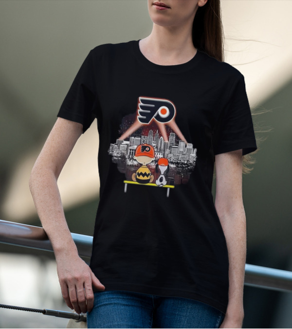 Charlie Brown Snoopy Philadelphia Flyers City Skyline T-Shirt