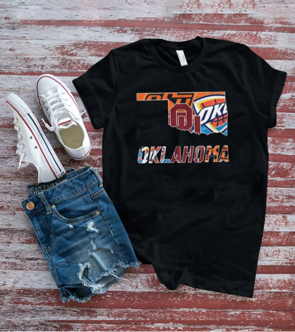 Oklahoma Sooners Oklahoma State Cowboys Oklahoma City Thunder Logos T-Shirt