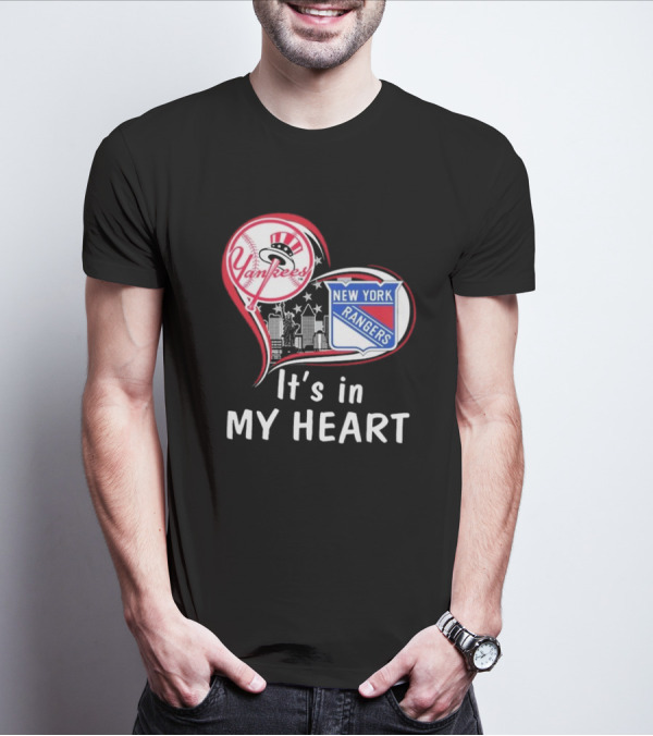 New York Yankees New York Rangers It’s In My Heart Skyline T-Shirt